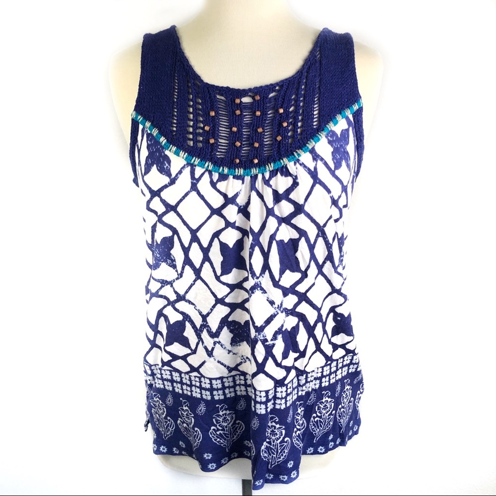 Anthropologie | Meadow Rue Blue and White Tank Top